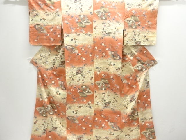 JAPANESE KIMONO / KOMON / UNUSED / FOLDING FAN PATTERN